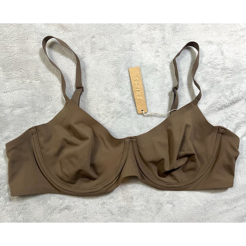 Skims 44A Fits Everybody Unlined Underwire Demi Bra Oxide Brown BR-UWR-2293 NEW